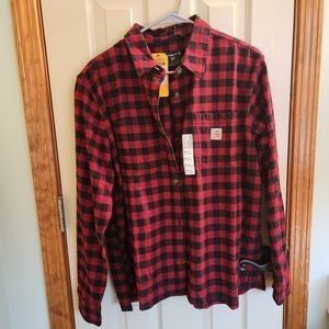 Womens size Large Carhartt Buffalo check plaid flannel button down shirt